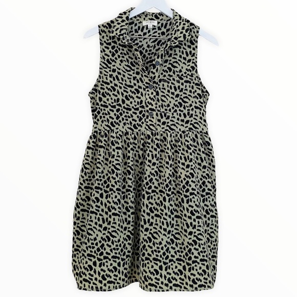 Umgee Green & Black‎ Printed Partial Button Down Shirt Dress Size Small - Picture 2 of 6